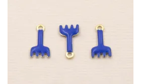 Colgante rastrillo 12*7mm Dorado Mate Azul  / Cuentas Metálicas de Latón / Zamak