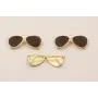 Colgante Gafas Sol 35*10mm Dorado Mate con Marrón / Cuentas Metálicas de Latón / Zamak