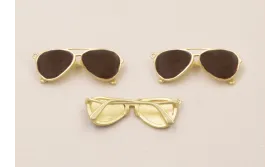 Colgante Gafas Sol 35*10mm Dorado Mate con Marrón / Cuentas Metálicas de Latón / Zamak