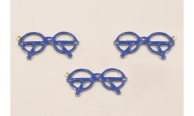 Pieza Gafas 25*12mm Esmalte Azul / Cuentas Metálicas de Latón / Zamak