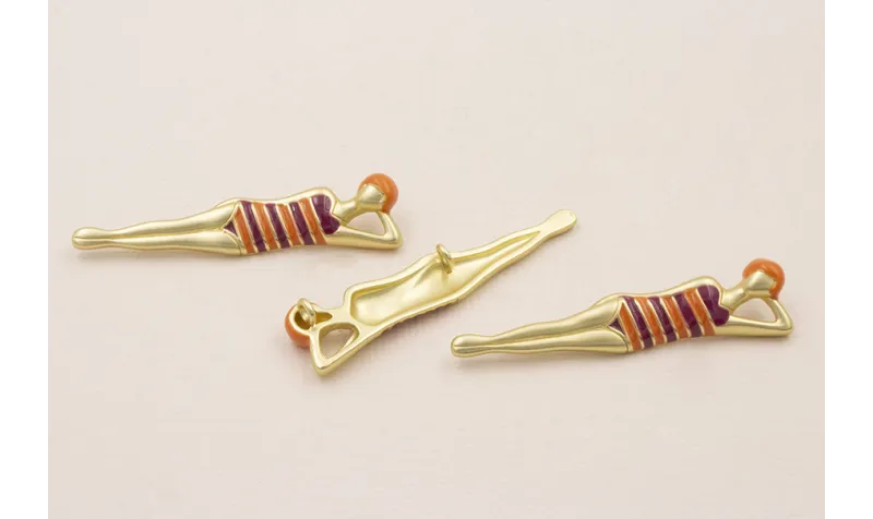 Bañista  Dorado Mate 50*10mm Morado y Naranja / Cuentas Metálicas de Latón / Zamak