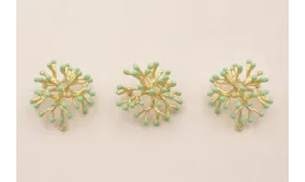 Colgante Coral 25*25*12mm Oro Mate Turquesa / Cuentas Metálicas de Latón / Zamak