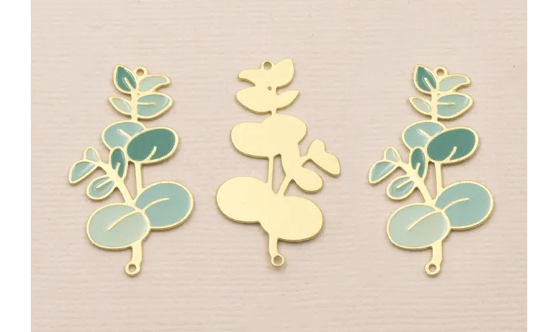 Pieza Rama plana Dorado Mate 32*18mm Turquesas