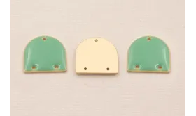 Cuenta Semi Ovalo 15*13mm Esmalte Turquesa / Cuentas Metálicas de Latón / Zamak