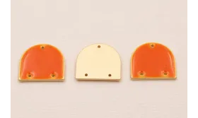 Cuenta Semi Ovalo 15*13mm Esmalte Rosa Coral / Cuentas Metálicas de Latón / Zamak