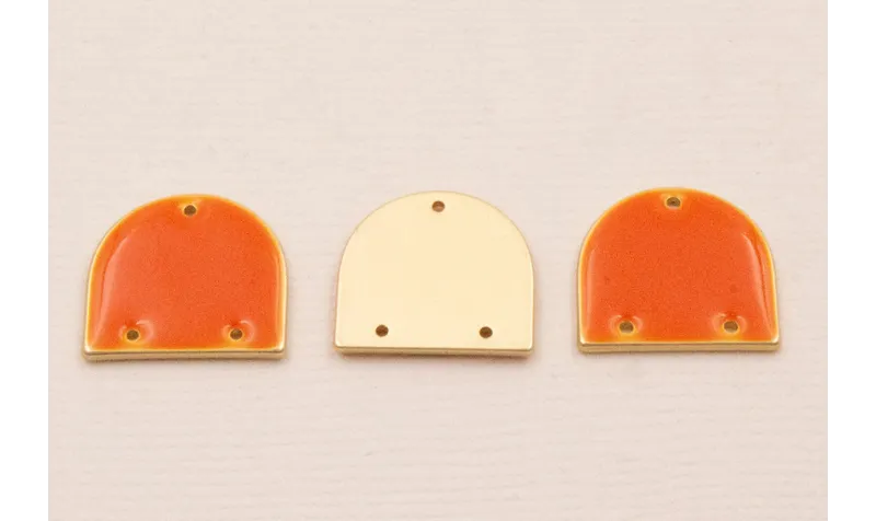 Cuenta Semi Ovalo 15*13mm Esmalte Rosa Coral / Cuentas Metálicas de Latón / Zamak