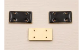 Cuenta Rectandulo Dorado Mate 15*7mm esmalte Negro / Cuentas Metálicas de Latón / Zamak