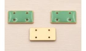 Cuenta Rectandulo Oro Mate 15*7mm esmalte Turquesa / Cuentas Metálicas de Latón / Zamak