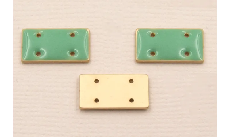 Cuenta Rectandulo Oro Mate 15*7mm esmalte Turquesa / Cuentas Metálicas de Latón / Zamak