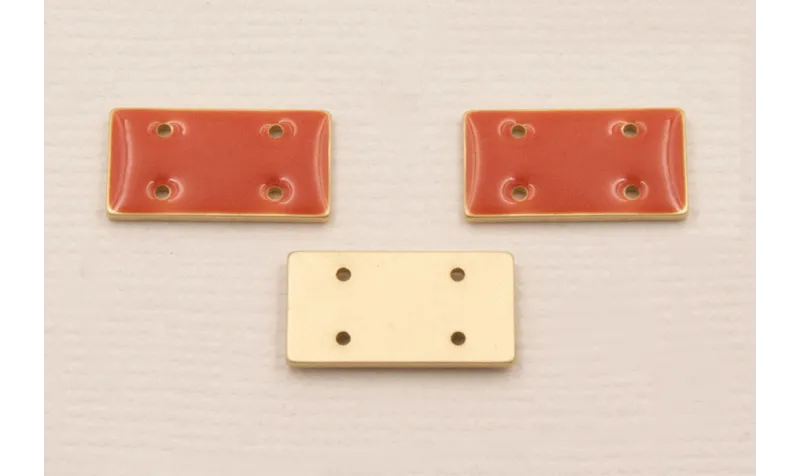 Cuenta Rectandulo Oro Mate 15*7mm  Rosa Coral / Cuentas Metálicas de Latón / Zamak