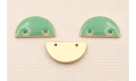 Cuenta Semicirculo 15*7mm esmalte Turquesa / Cuentas Metálicas de Latón / Zamak