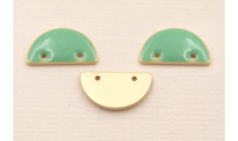 Cuenta Semicirculo 15*7mm esmalte Turquesa / Cuentas Metálicas de Latón / Zamak