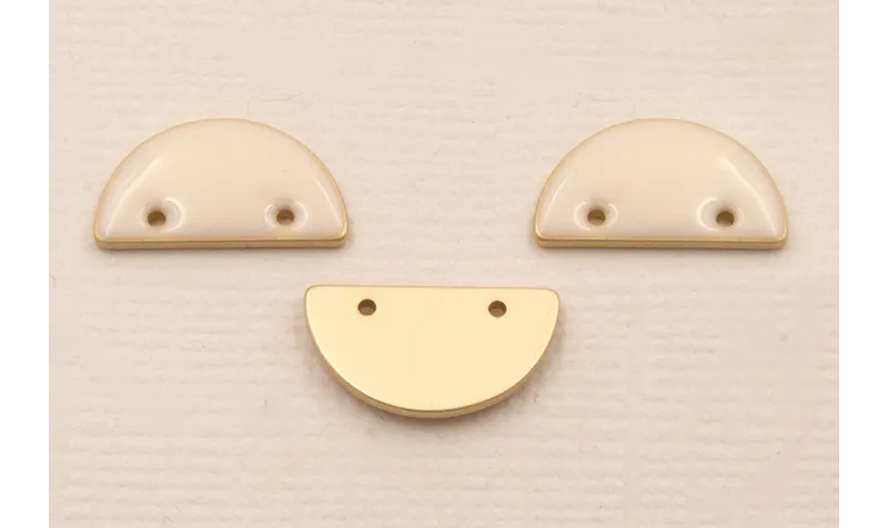 Cuenta Semicirculo 15*7mm esmalte Rosa claro / Cuentas Metálicas de Latón / Zamak