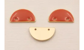 Cuenta Semicirculo 15*7mm esmalte Rosa Coral / Cuentas Metálicas de Latón / Zamak