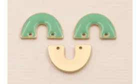 Herradura Dorad Mate 15*8mm Esmalte Turquesa / Cuentas Metálicas de Latón / Zamak