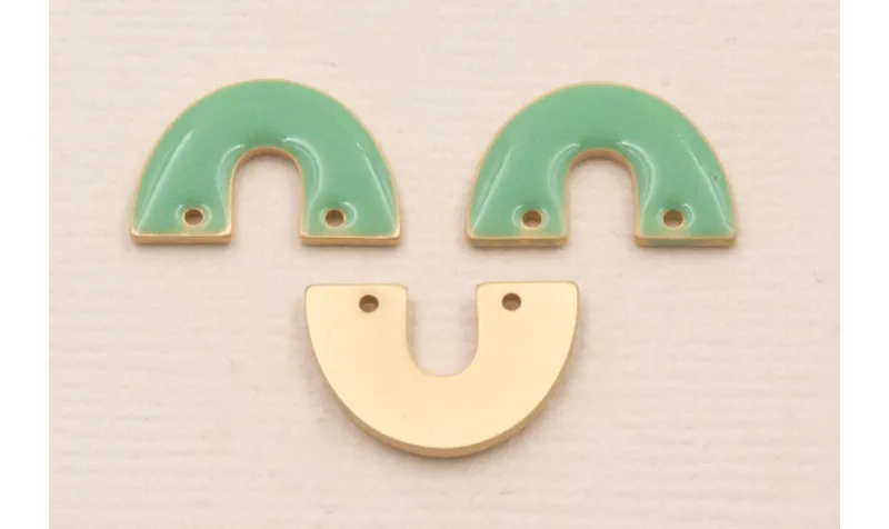 Herradura Dorad Mate 15*8mm Esmalte Turquesa / Cuentas Metálicas de Latón / Zamak