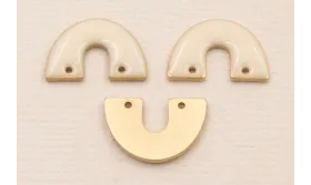 Herradura Dorad Mate 15*8mm Esmalte Rosa Claro / Cuentas Metálicas de Latón / Zamak