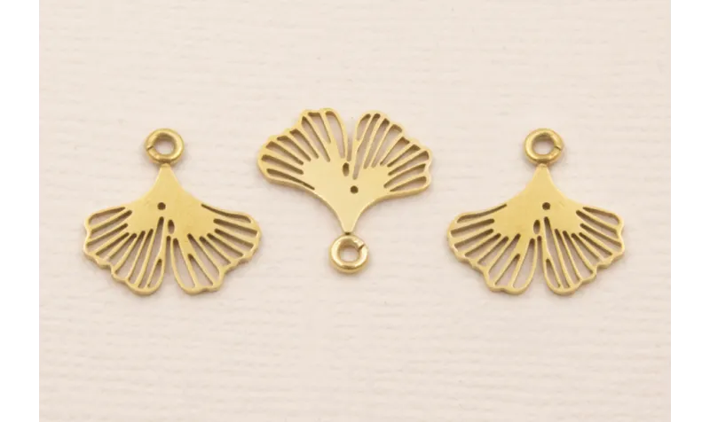 Cuenta Hoja de Gingko 12*12 Acero Inoxidable Oro / Cuentas Metálicas de Acero Inoxidable