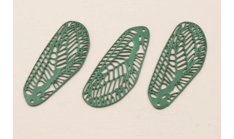 Cuenta Ala Libélula 40*12 esmalte verde / Cuentas Metálicas de Latón / Zamak