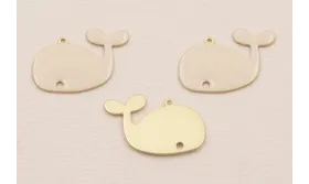Colgante Ballena 20*15 mm  Esmaltada Beige / Cuentas Metálicas de Latón / Zamak