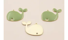 Colgante  Ballena 20*15 mm  Esmaltada  Verde Oliva / Cuentas Metálicas de Latón / Zamak