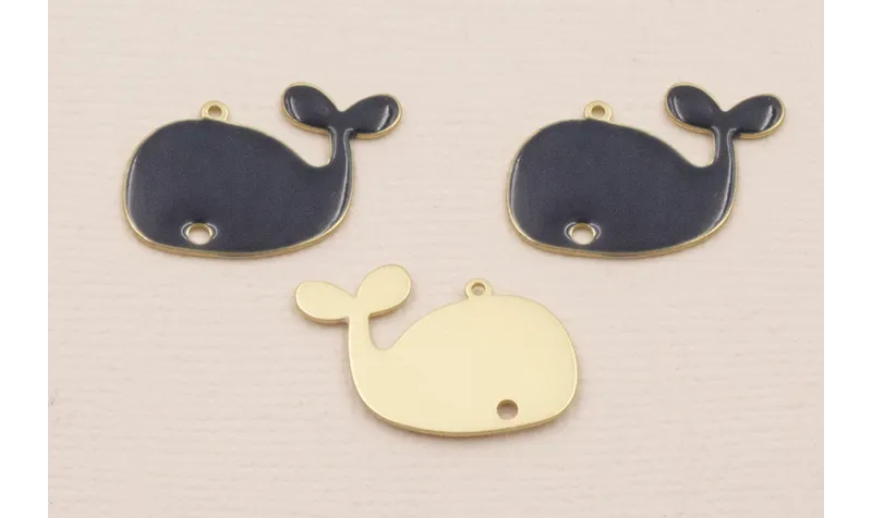 Ballena 20*15 mm  Esmaltada  Azul Oscuro / Cuentas Metálicas de Latón / Zamak