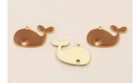 Colgante  Ballena 15*10mm Esmaltada Marrón Claro / Cuentas Metálicas de Latón / Zamak