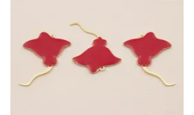 Cuenta Manta Raya 25*20mm Frambuesa y Oro Mate / Cuentas Metálicas de Latón / Zamak