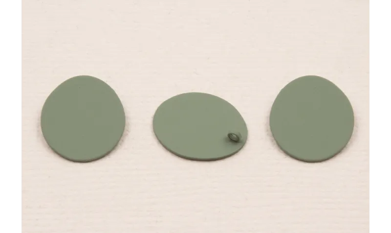 Ovalo Plano con Arandela 1,5*1mm Verde Mate / Cuentas Metálicas de Latón / Zamak