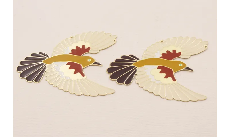 Pieza Pájaro 60*45mm Oro Mate y Esmalte / Cuentas Metálicas de Latón / Zamak