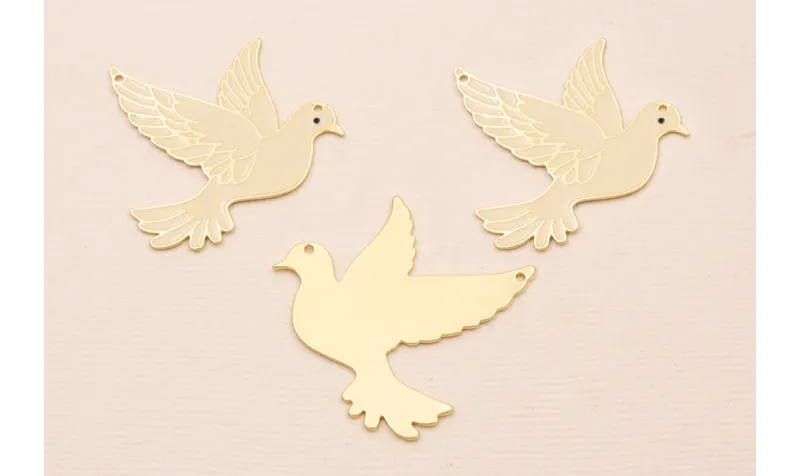 Pieza Paloma 35*35mm Dorado Mate y Esmalte