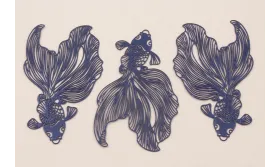 Colgante Pez Tropical Plano 60*35mm Azul oscuro / Cuentas Metálicas de Latón / Zamak