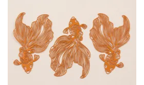 Colgante Pez Tropical Plano 60*35mm Naranja / Cuentas Metálicas de Latón / Zamak