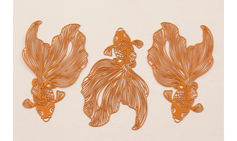 Colgante Pez Tropical Plano 60*35mm Naranja / Cuentas Metálicas de Latón / Zamak