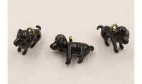 Colgante Perro Cocker 16*11 Esmalte Negro / Cuentas Metálicas de Latón / Zamak