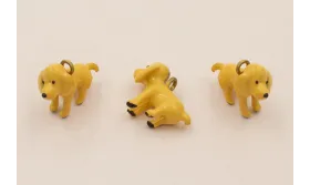 Colgante Perro Cocker 16*11 Esmalte Canela y Negro / Cuentas Metálicas de Latón / Zamak