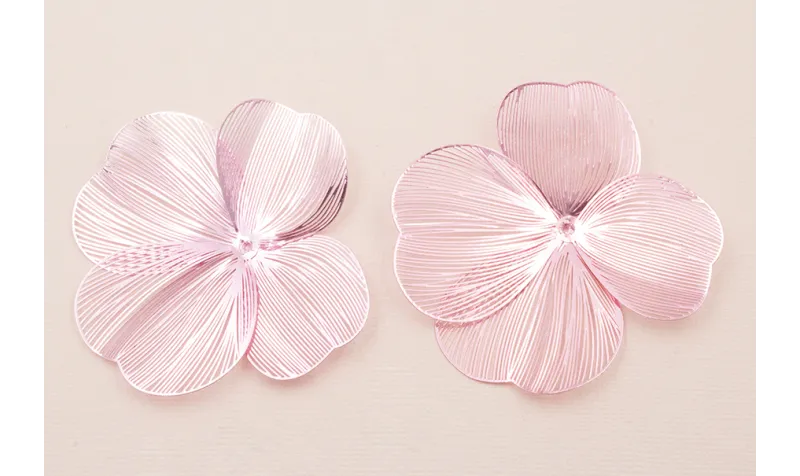 Cuenta Flor 70mm 4 pétalos Moldeable  Rosa Metal / Cuentas Metálicas de Latón / Zamak