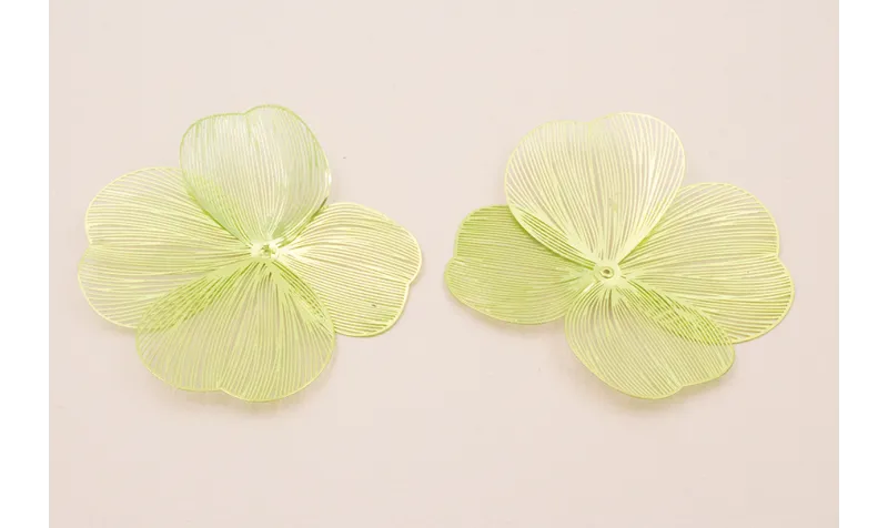 Cuenta Flor 70mm  4 pétalos Moldeable Verde Metal