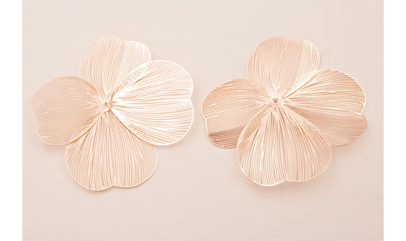 Cuenta Flor 70mm 4 pétalos Moldeable Cobre / Cuentas Metálicas de Latón / Zamak