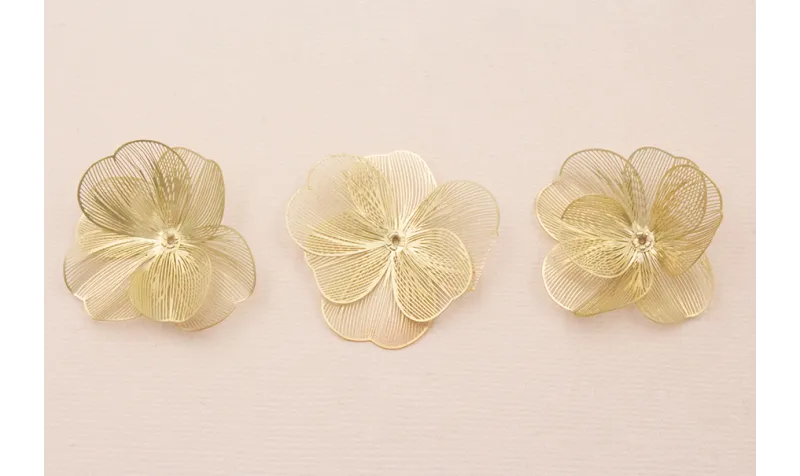 Cuenta Flor 35mm 6 pétalos moldeables Oro / Cuentas Metálicas de Latón / Zamak