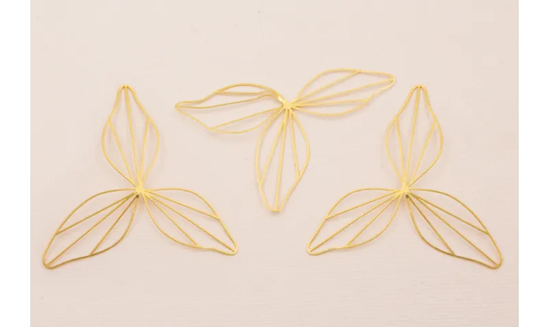 Cuenta Flor 3 pétalos 60mm diametro Oro / Cuentas Metálicas de Latón / Zamak