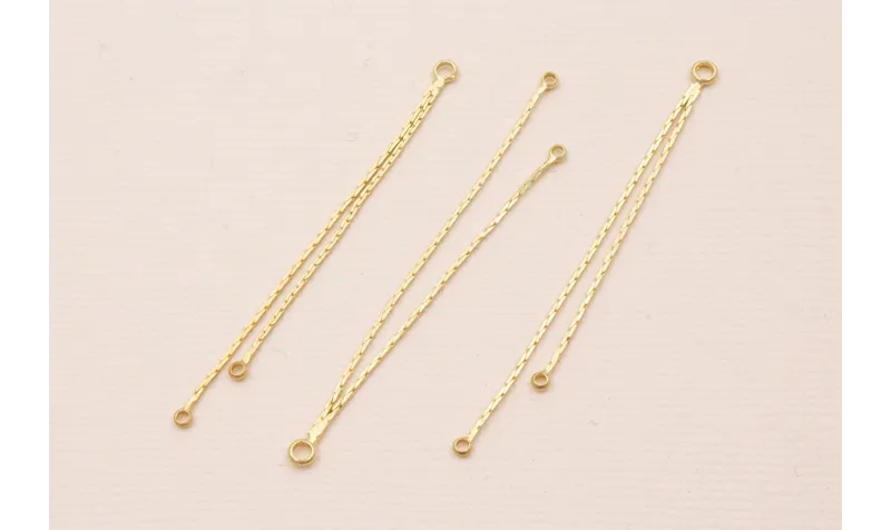 Fleco de 2 vías con anillas  55mm Oro Mate / Cuentas Metálicas de Latón / Zamak