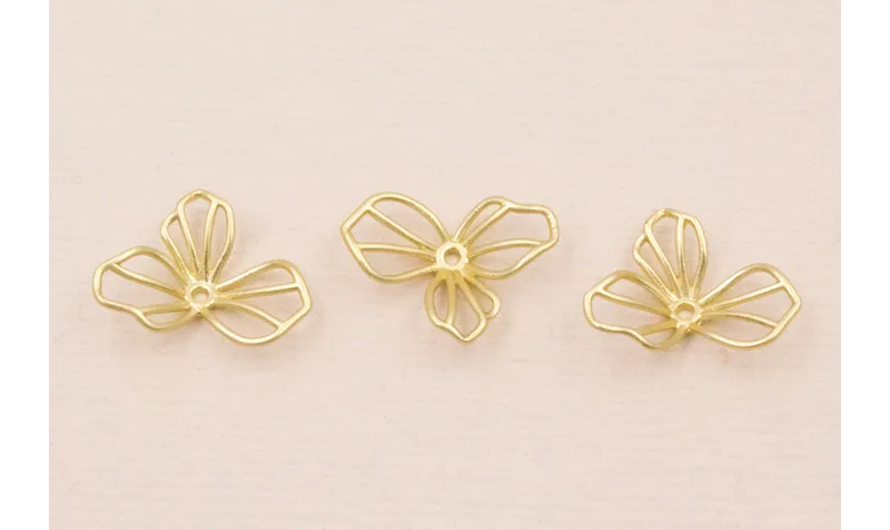 Cuenta Flor alambre 3 Pétalos 17*12mm Dorado Mate