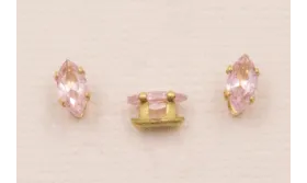 Cabujónn cristal  3*6mm color Rosa Brillo / Cuentas Metálicas de Latón / Zamak