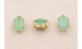 Cabujónn cristal  5*7mm color Verde Opal / Cuentas Metálicas de Latón / Zamak