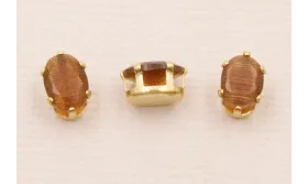 Cabujónn cristal  5*7mm color Marrón / Cuentas Metálicas de Latón / Zamak