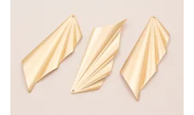 Fleco metálico ondulado 60*15mm Dorado Mate / Cuentas Metálicas de Latón / Zamak