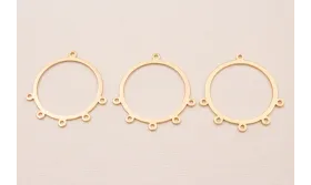 Aro de 32mm con 6 argollas Oro Mate / Cuentas Metálicas de Latón / Zamak
