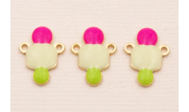 Colgante 12*10 verde, Fuxia y Piedra Dorado Mate