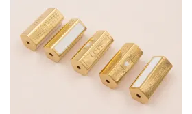 Tubo hexagonal Acero Inox 316L 16*7mm Blanco y Oro / Cuentas Metálicas de Acero Inoxidable